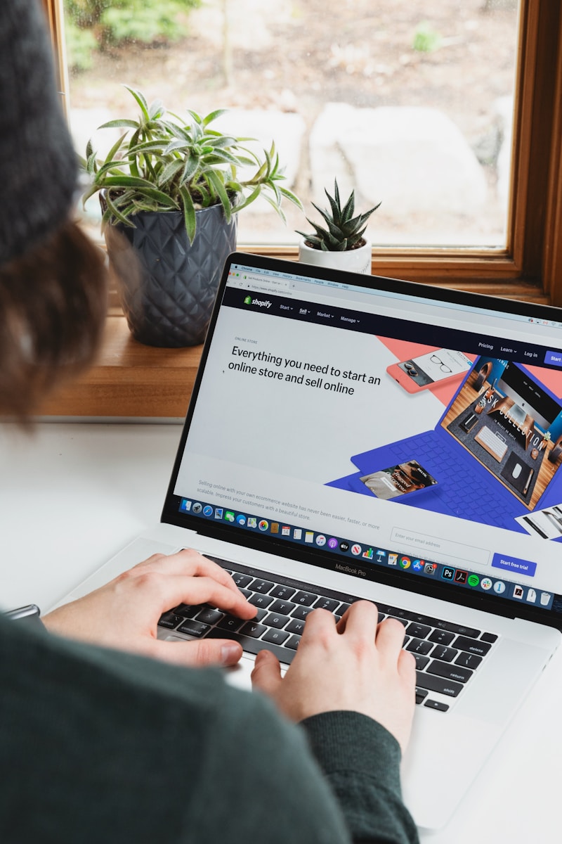Person using a laptop with a shopping website open a visual about seamless online shopping experiences.